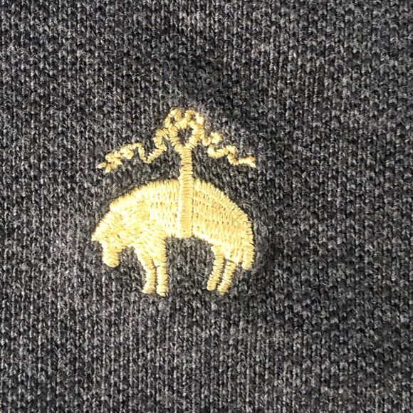 Brooks Brothers Mens Gray Golden Sheep Logo Polo Shirt Slim Fit Tag Size Large - Picture 11 of 15